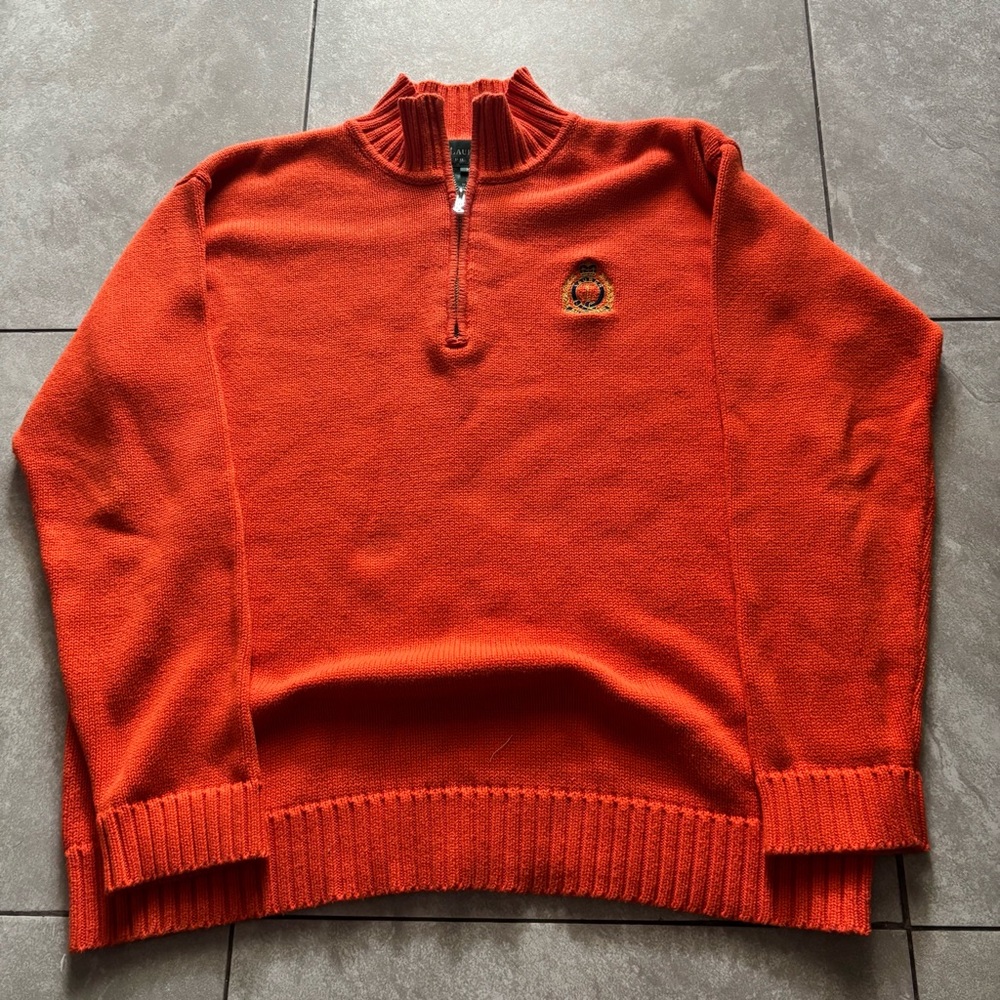 Ralph Lauren Orange Zip Up Sweater